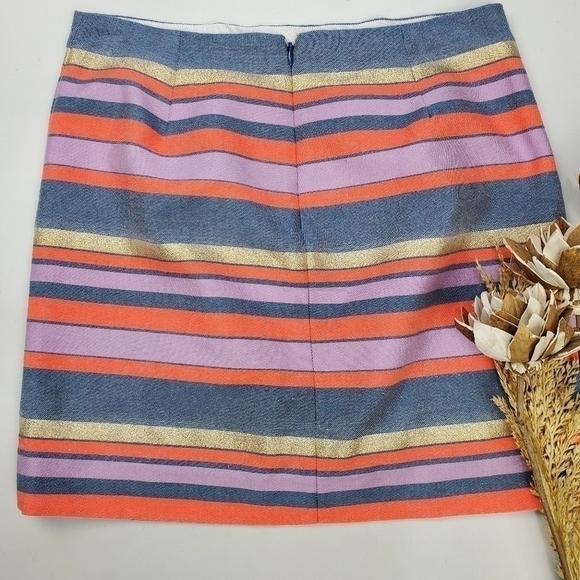 J. Crew  Pink Blue Gold Stripe Mini Skirt 0 - Picture 3 of 11